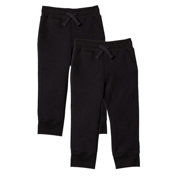 2 Boys Sweatpants XS 4-5 Years Black Fleece Jogger - Picture 1 of 16